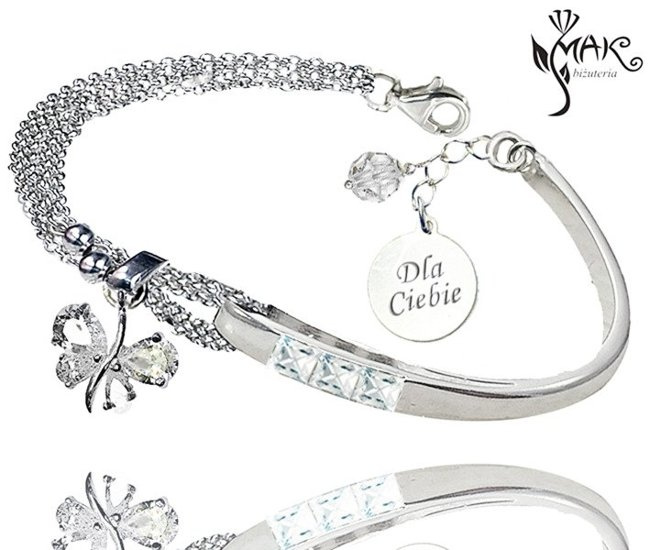 BR642 BRANSOLETKA Z GRAWEREM SREBRO 925 SWAROVSKI EL.