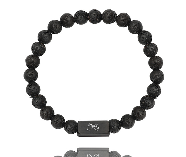 bransoletka męska z lawą wulkaniczną 1750/3 i grawerunkiem