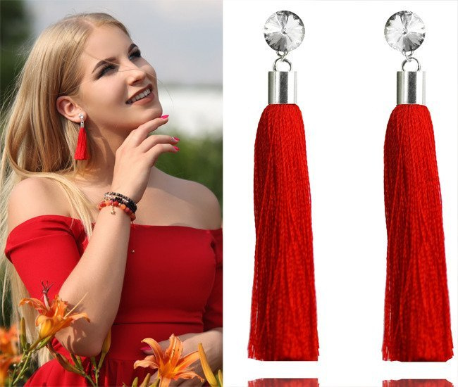 Kol949 Kolczyki frędzle chwosty rozmiar L - kolory do wyboru