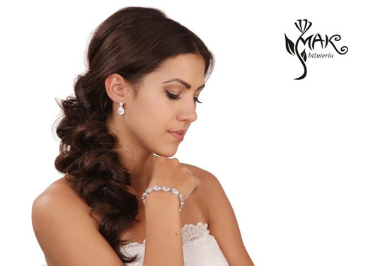 Kpl884 komplet ślubny, biżuteria ślubna z cyrkoniami b599/425 k599/545