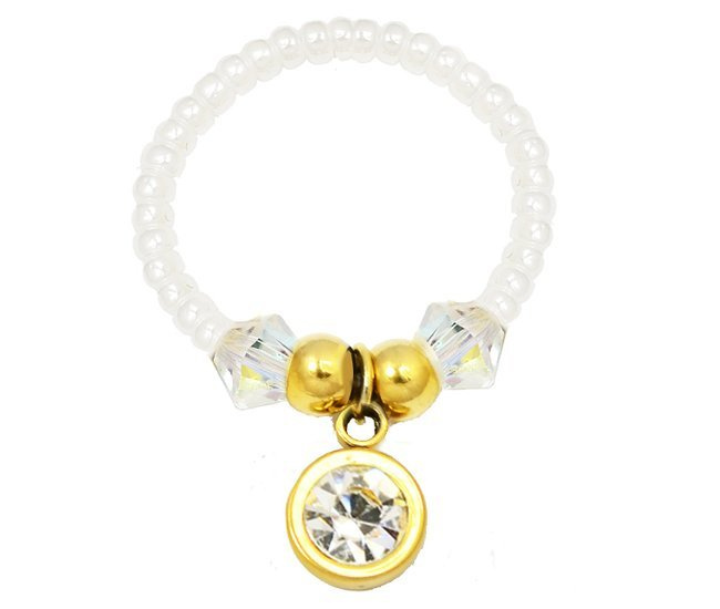 1288/4 pierścionek stalowy złoty kryształki Swarovski Elements