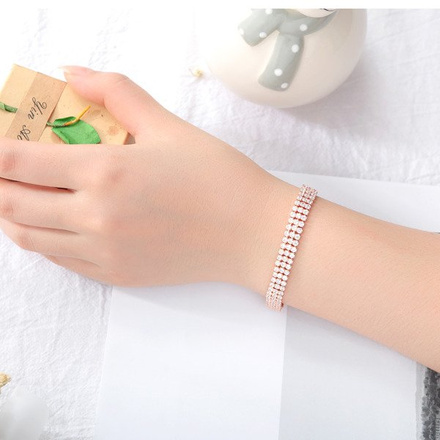 Br599/889 BRANSOLETKA ślubna różowe złoto z cyrkoniami