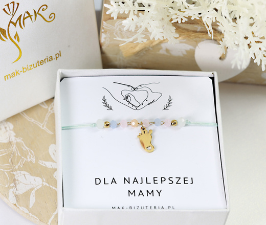 1732/7 bransoletka złocona z grawerem błękitna dla mamy