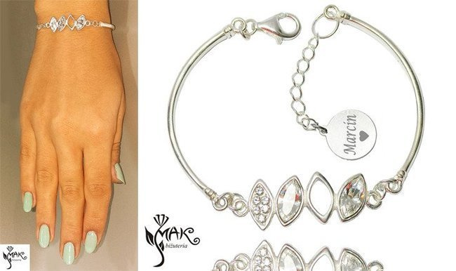 BR720 BRANSOLETKA Z GRAWEREM SREBRO 925 SWAROVSKI EL.