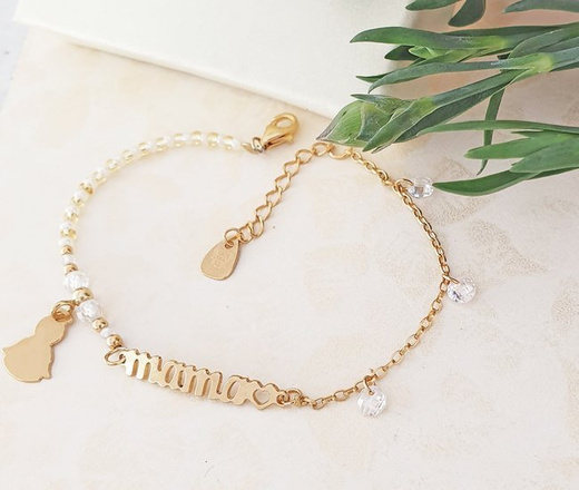 1274/3 bransoletka srebro 925 pozłacane Mama dla mamy z grawerem