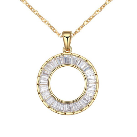 NK599/457 NASZYJNIK żółte złoto cyrkonie kółko