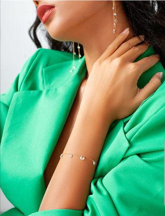 1388 bransoletka srebrna 925 pozłacana z kryształkami i cyrkoniami