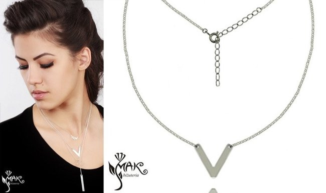 NK707 NASZYJNIK V 100% SREBRO 925 GRAWER