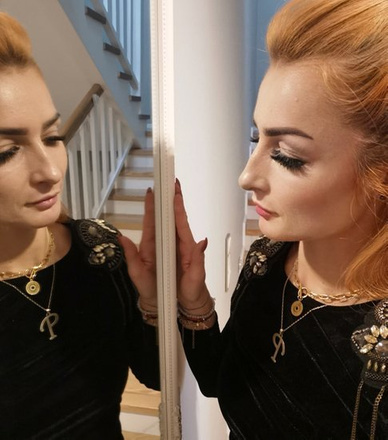 1232/2 naszyjnik złoty stal gruby łańcuch rozeta