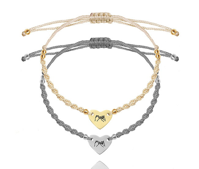 1638/9 bransoletki z grawerowanymi serduszkami dla pary dla przyjaciół