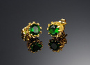 Kol 599/329 kolczyki szmaragdowe cyrkonie, żółte złoto