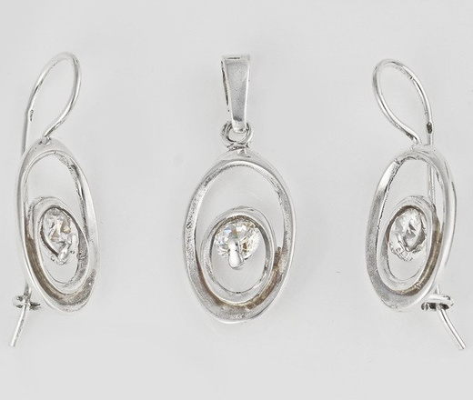 480/206 komplet srebrny owalny