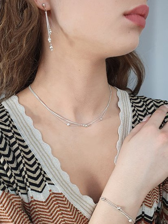 1268 bransoletka srebrna 925 potrójna kuleczki