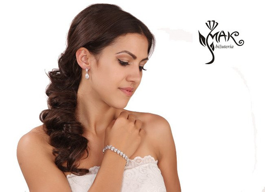 Kpl873 komplet ślubny, biżuteria ślubna z cyrkoniami b599/427 k599/87