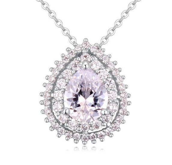 NK599/469 NASZYJNIK platynowany cyrkonie łezka crystal