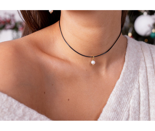 1448 naszyjnik choker srebro 925 pozłacane perełka naturalna