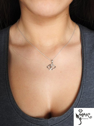 Nk916 naszyjnik połączone serduszka dla zakochanych