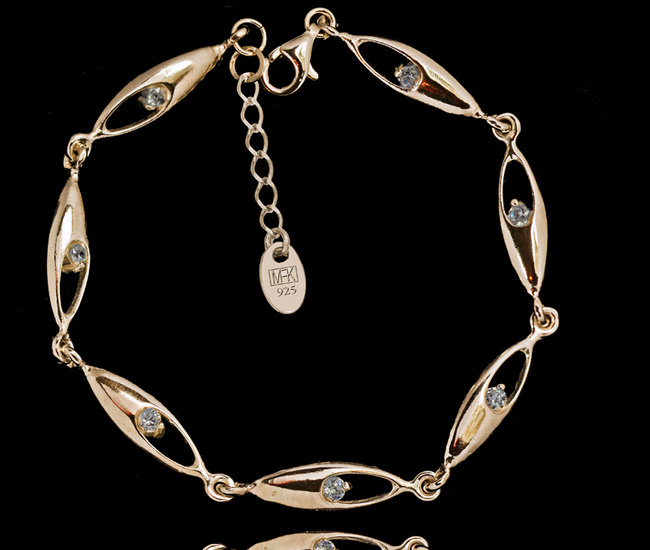 480/16 bransoletka srebrna 925 pozłacana elegancka