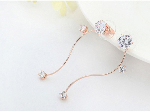 Kol 599/616 KOLCZYKI długie z krystalicznymi cyrkoniami, różowe złoto