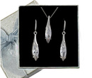 480/197  komplet srebrny z cyrkoniami w kształcie łez