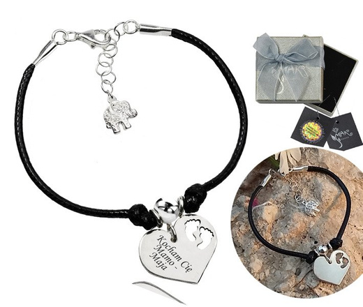 BR931 BRANSOLETKA Z GRAWEREM Swarovski Elements serce stópki dla mamy