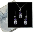 480/214 komplet srebrny z fioletowymi i błyszczącymi cyrkoniami
