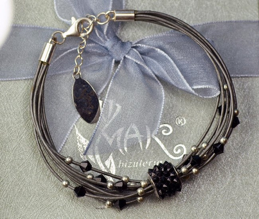 BR808 BRANSOLETKA SKÓRZANA Swarovski, bransoletka z grawerem