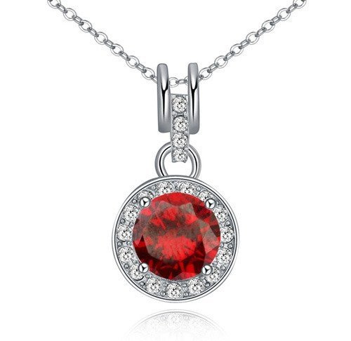 NK599/460 NASZYJNIK platynowany cyrkonia czerwona