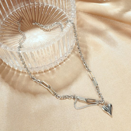 599/987 naszyjnik stalowy dowolna gruby łańcuch z sercem