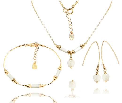 1512 kolczyki srebrne 925 złocone z tulipanem