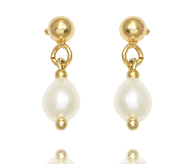 Kolczyki srebrne 925 pozłacane perły naturalne 1751