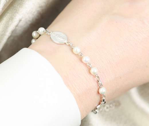 1468 bransoletka różaniec s.925 perełki naturalne