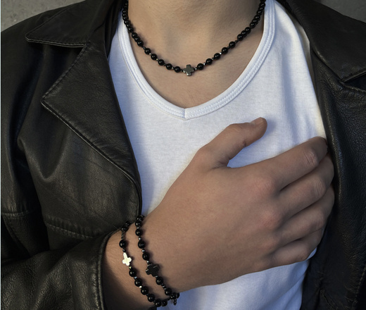 1722/7 bransoletka różaniec męska kamienie naturalne