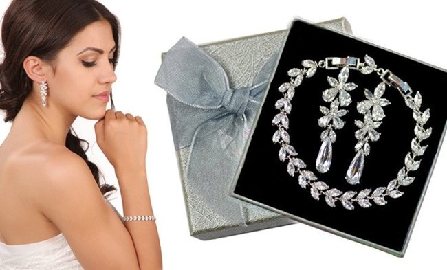 Kpl877 komplet ślubny, biżuteria ślubna z cyrkoniami b599/424  k805/4