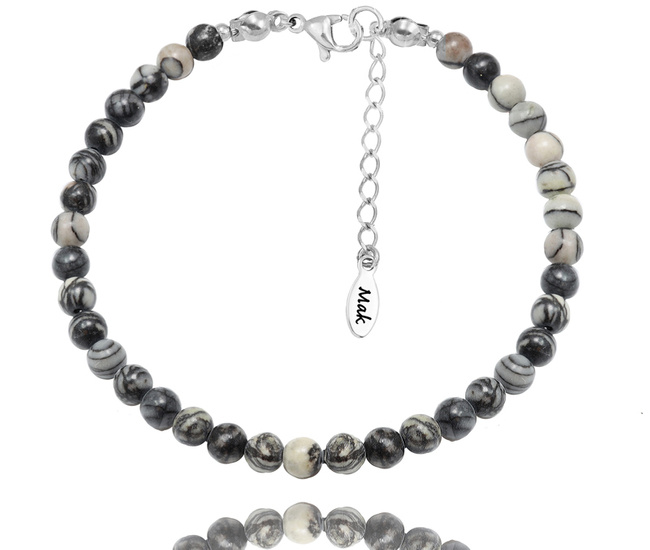 1728/11 bransoletka srebrna 925 jaspis picasso kamienie naturalne