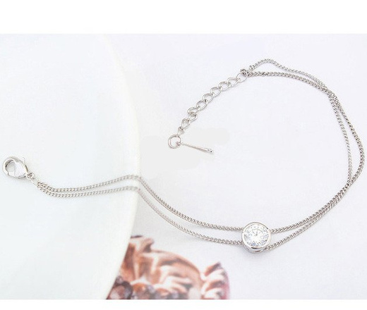 Br 599/645 bransoletka srebrna z ruchomą cyrkonią i podwójnym łańcuszkiem
