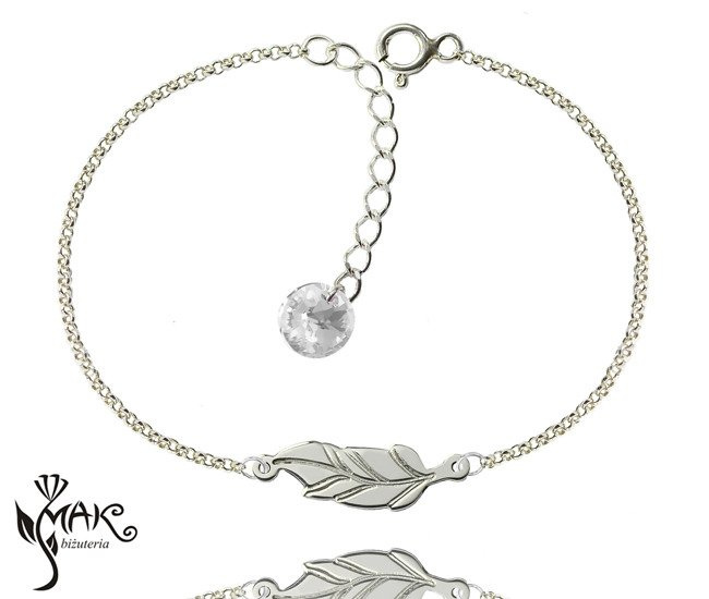 BR772 BRANSOLETKA piórko srebro 925 CELEBRYTKA Swarovski Elements