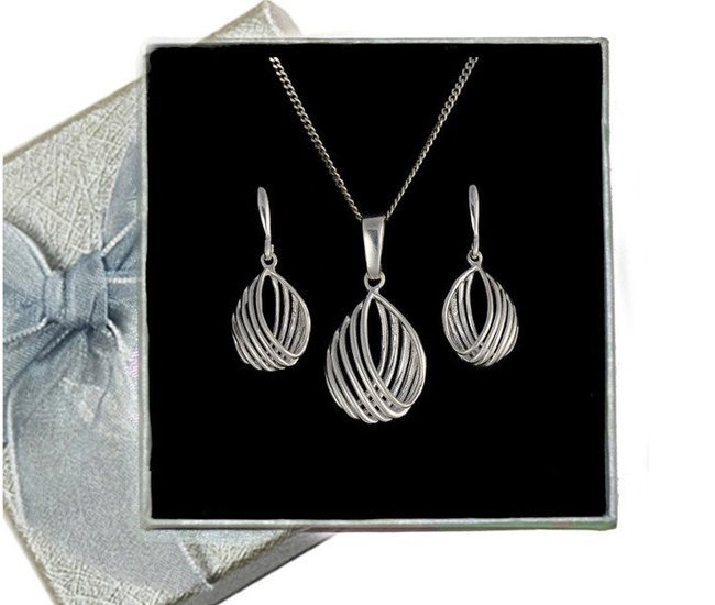 480/155 komplet srebrny w kształcie łez