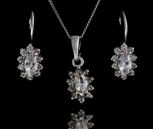 480/183 komplet srebrny z niebieskimi cyrkoniami