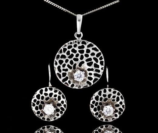480/185 komplet srebrny ażurowy z cyrkonią