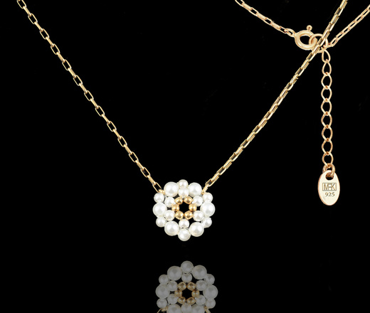 1516 komplet srebrny 925 pozłacany z perłami chwost