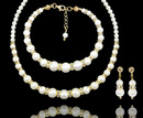 1361 komplet srebrny pozłacany z perełkami i kryształkami