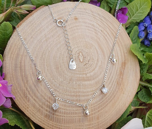 1162 naszyjnik srebrny 925 cyrkonie kuleczki