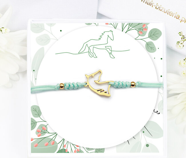 1717/3 bransoletka z konikiem na sznurku złota możliwość grawerunku