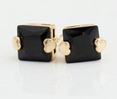 Kol  599/389 kolczyki cyrkonie czarne żółte złoto