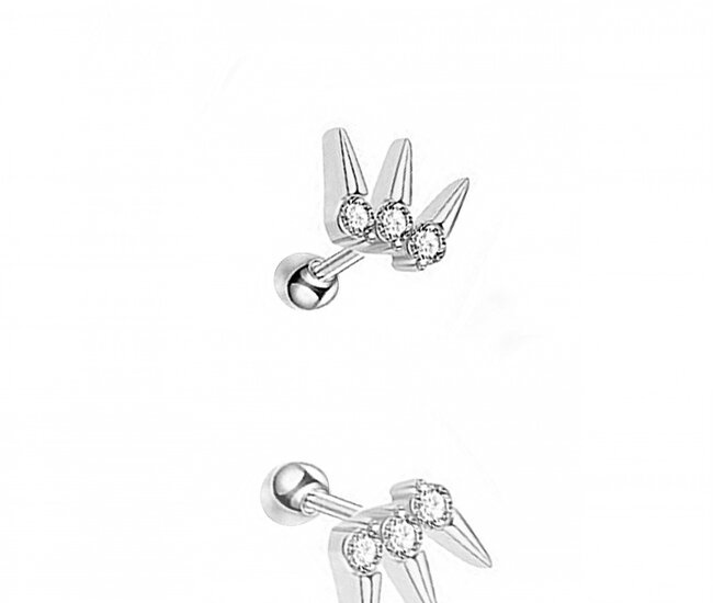 1478  kolczyk do piercingu kolce z cyrkoniami stal