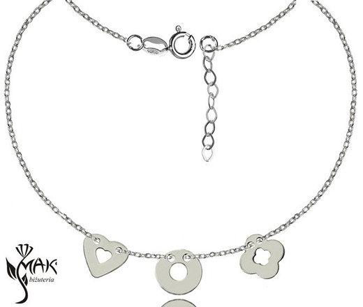 BR746 bransoletka srebro 925 celebrytka 3 zawieszki