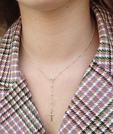 1142 łańcuszek z srebrny 925 z krzyżykiem różaniec