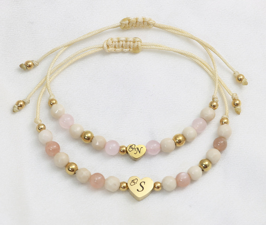 Bransoletki z grawerowanymi sercami dla mamy i córki 1891