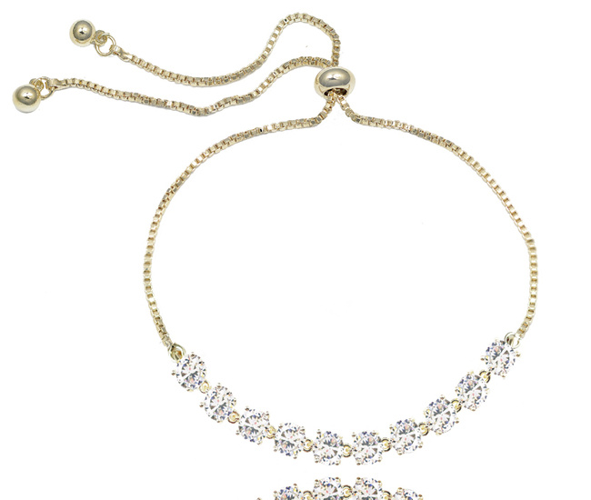 599/1102 bransoletka ślubna z cyrkoniami  pozłacana